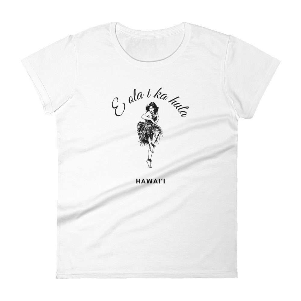 E ola i ka hula】リラックスフィットTシャツ（半袖・黒文字）【送料