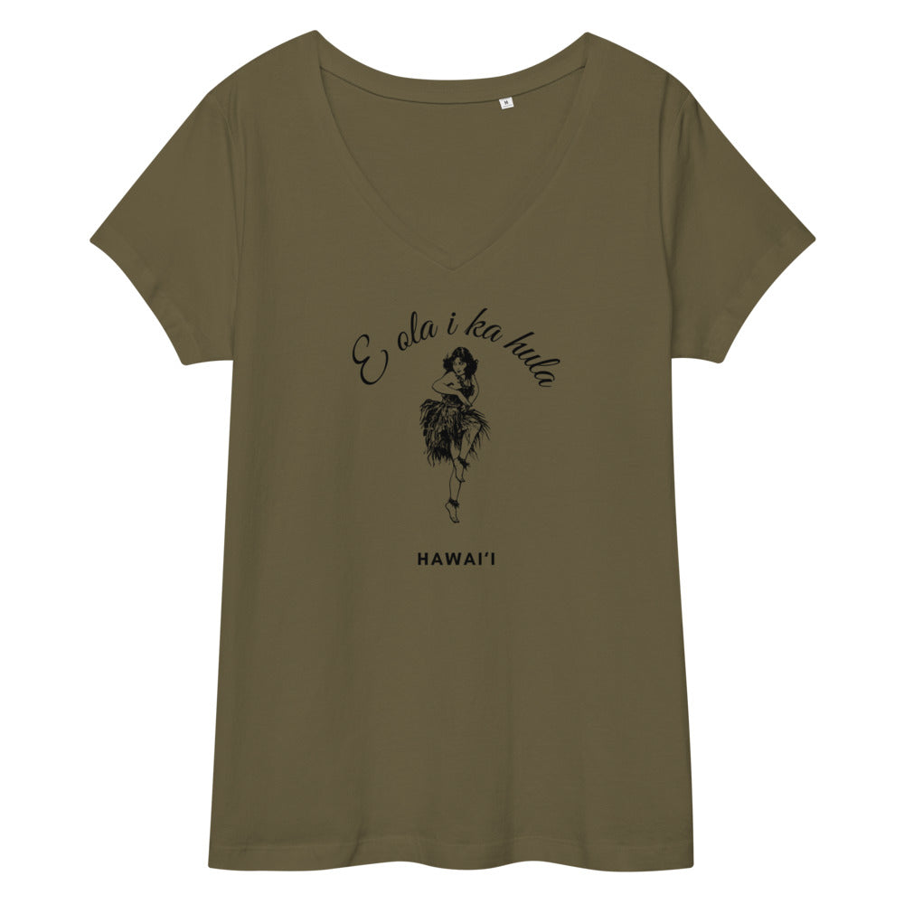 【E ola i ka hula】リラックスオーガニックVネックTシャツ(半袖)【送料無料・税込価格】