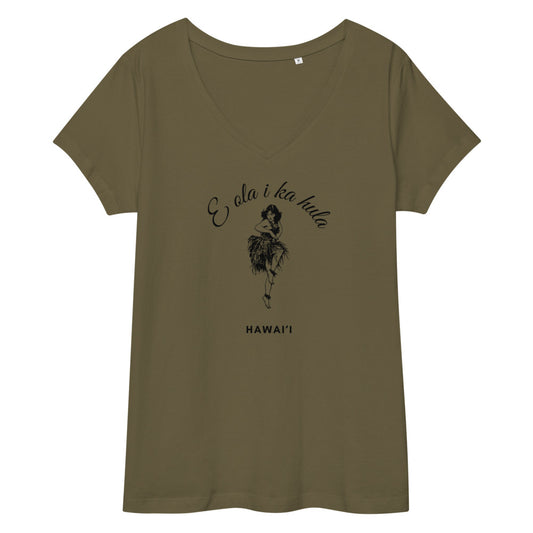 【E ola i ka hula】リラックスオーガニックVネックTシャツ（半袖）【送料無料・税込価格】