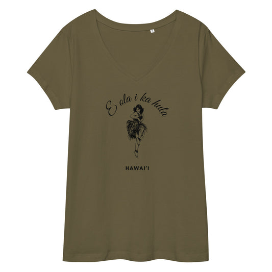 【E ola i ka hula】リラックスオーガニックVネックTシャツ(半袖)【送料無料・税込価格】